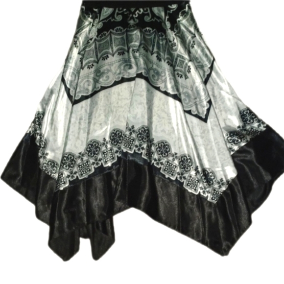 Signature Black White Halter Handkerchief Silk Dress - Picture 5 of 6